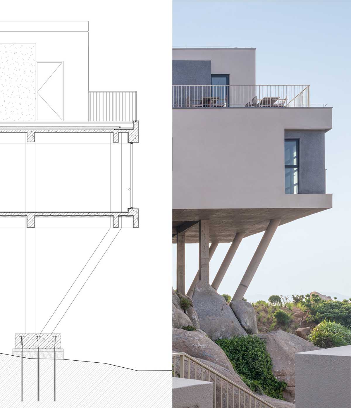 The Lighthouse Hotel reinterprets traditional fishing village settlements on a steep reef in Zhoushan