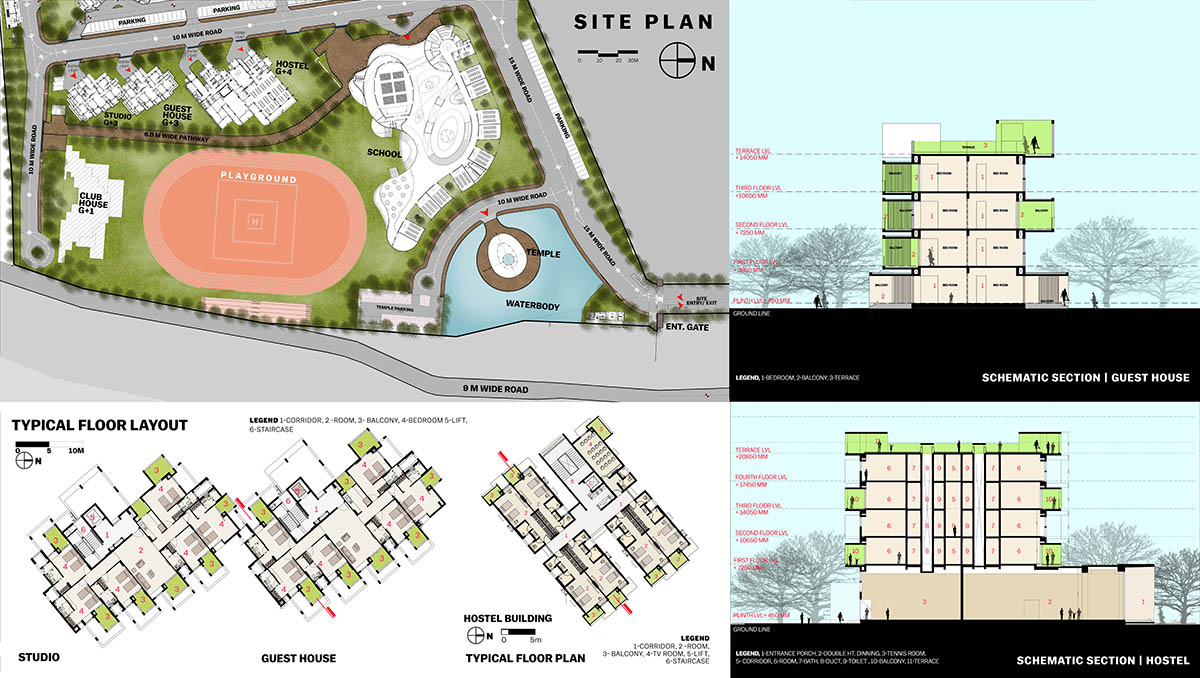 Sanjay Puri Architects designs residential building with colorful cuboid terraces in India