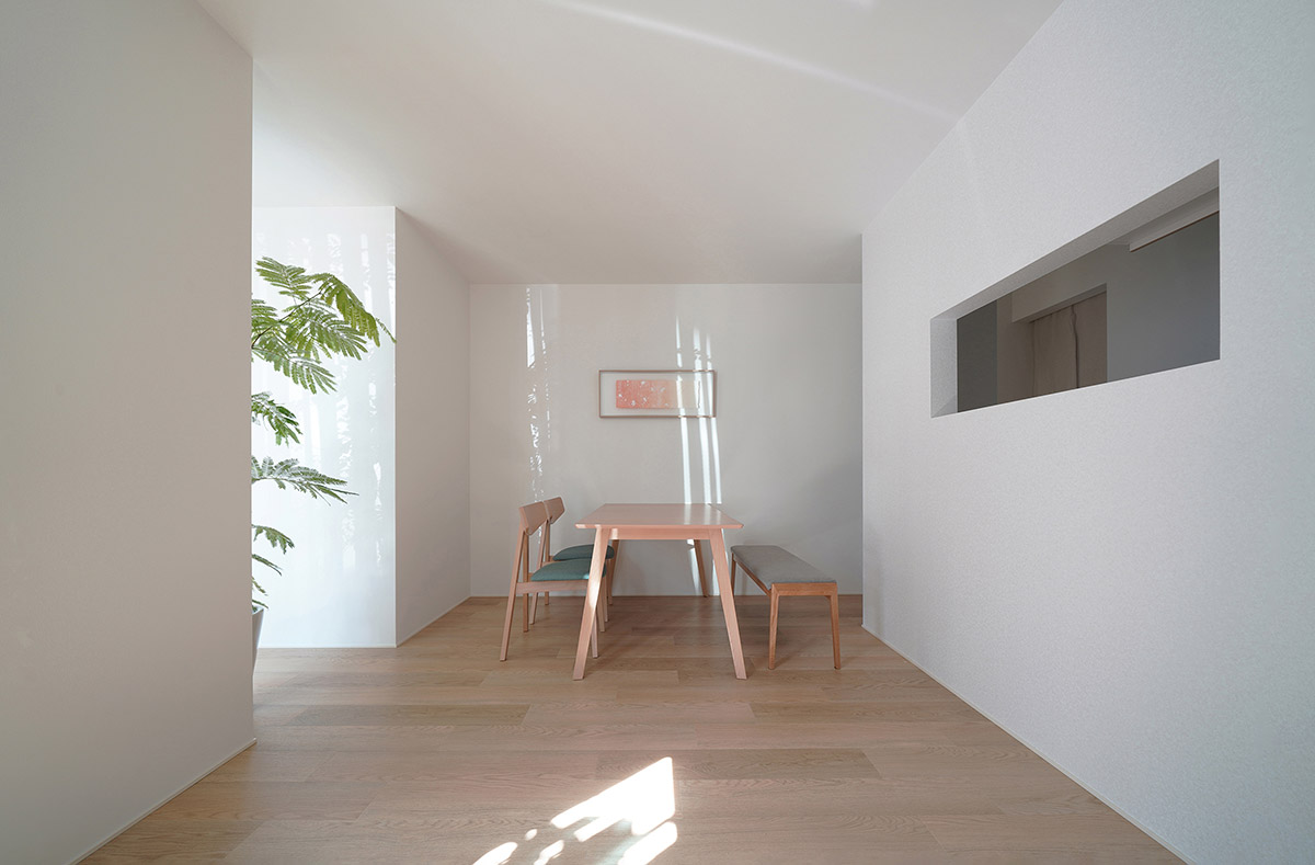 Jun Murata built small guesthouse with cut-out skylight in Japan