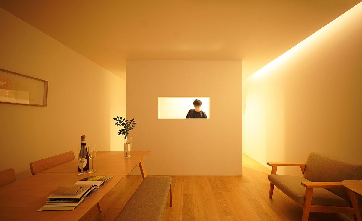 Jun Murata built small guesthouse with cut-out skylight in Japan