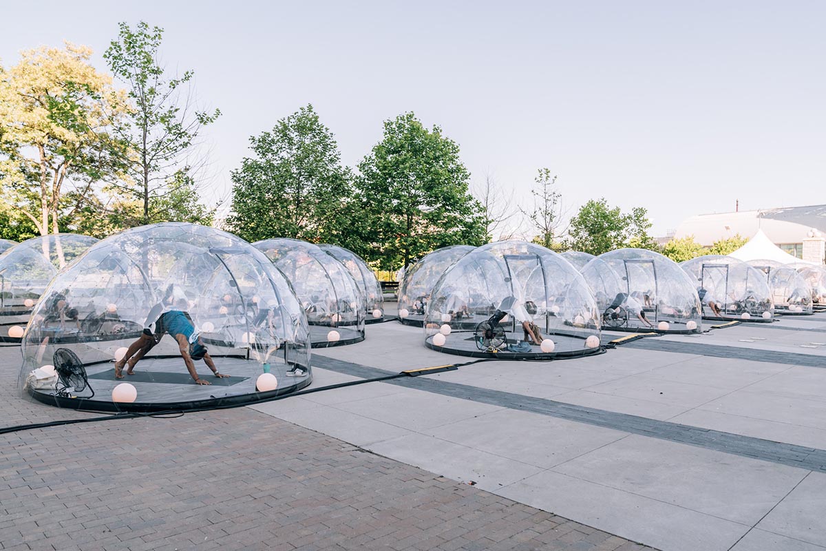 Inside Lmnts Outdoor Studio, where Torontonians can practise hot yoga in  geodesic pods