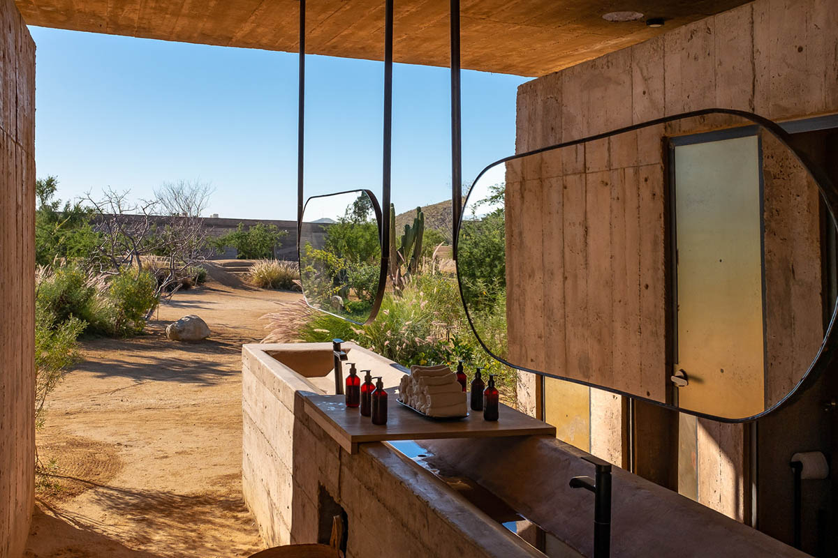 Resort mimics natural motion of desert with punctuated beige-coloured concrete volumes in Mexico 