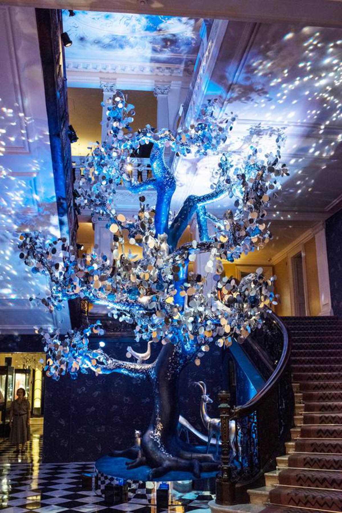 Diane von Furstenberg's Christmas Tree for Claridge's comprised of hand painted glass spheres