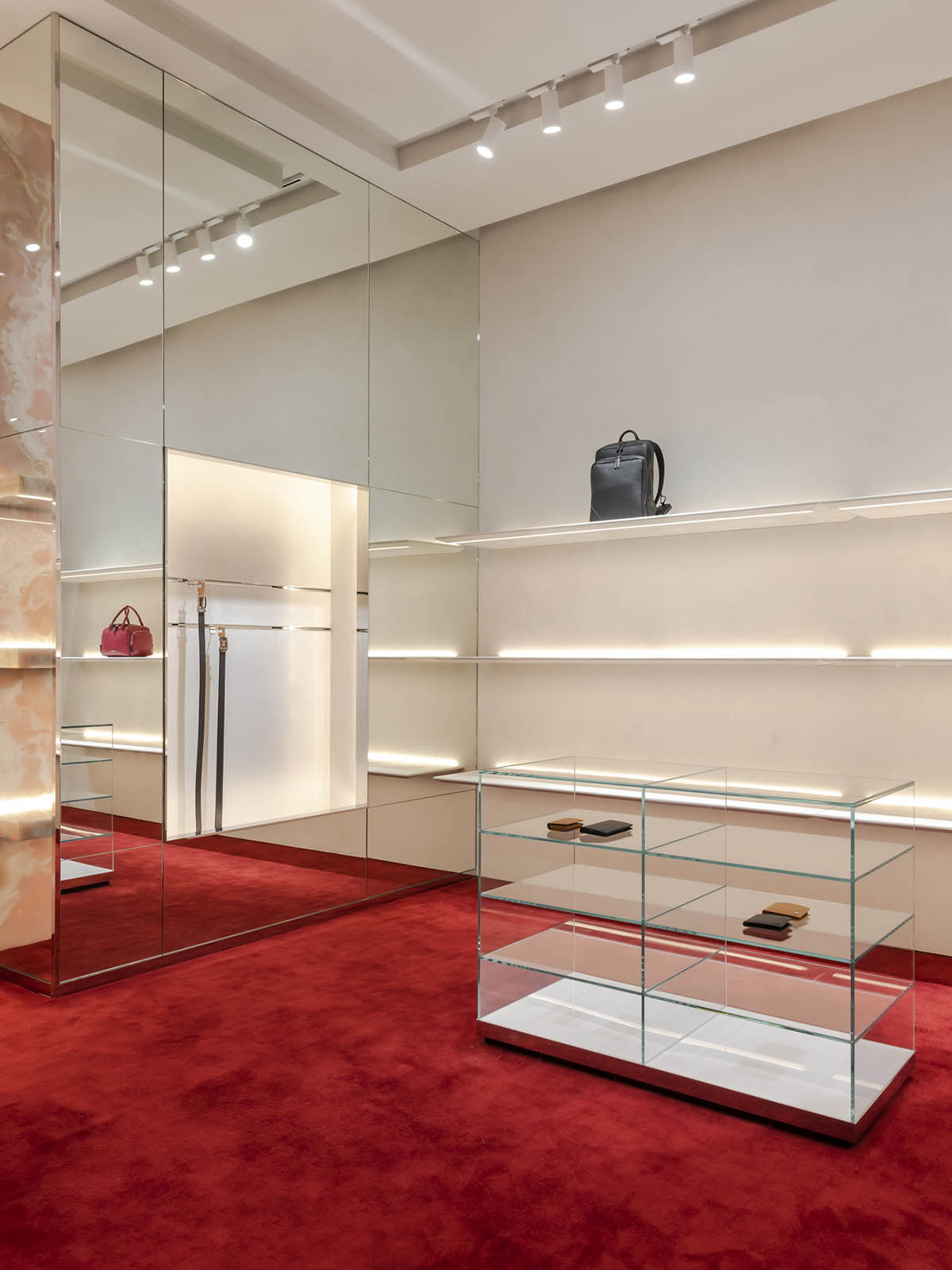 Giant sienna-colored meteor rock is suspended from the ceiling of flagship store in Kuala Lumpur