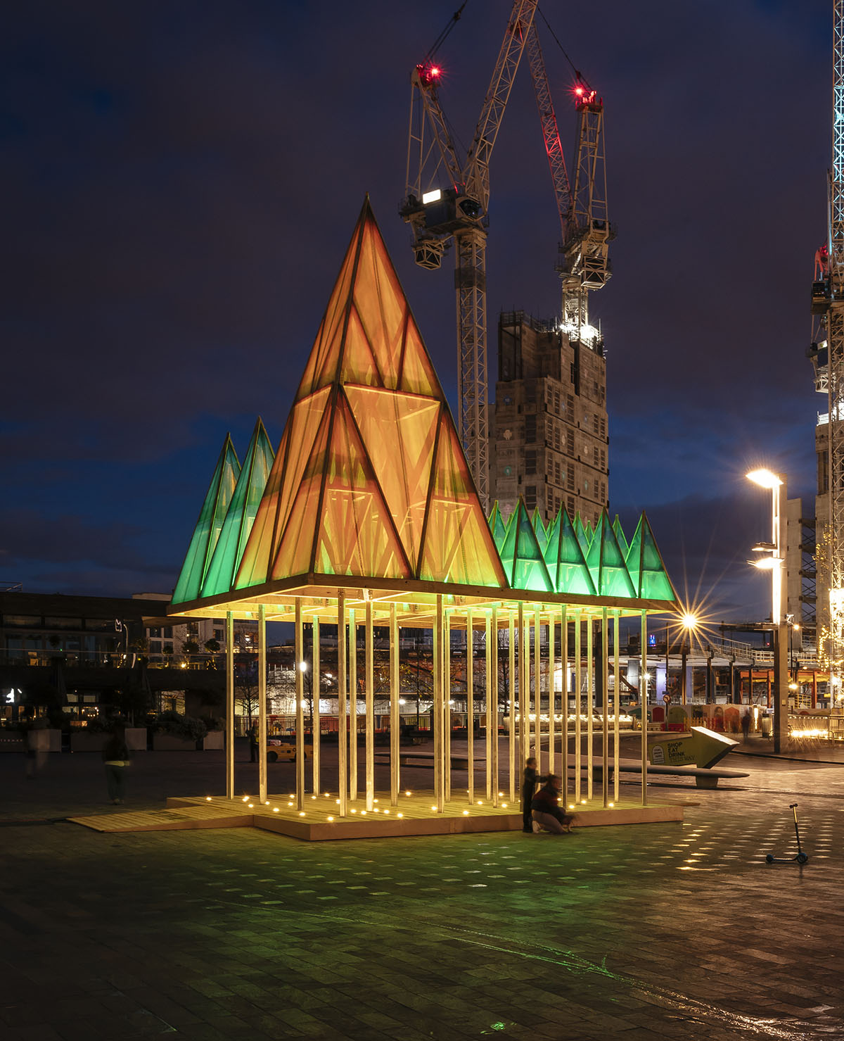 Sam Jacob Studio designs Christmas tree with modular tree-like pyramids in London's King's Cross