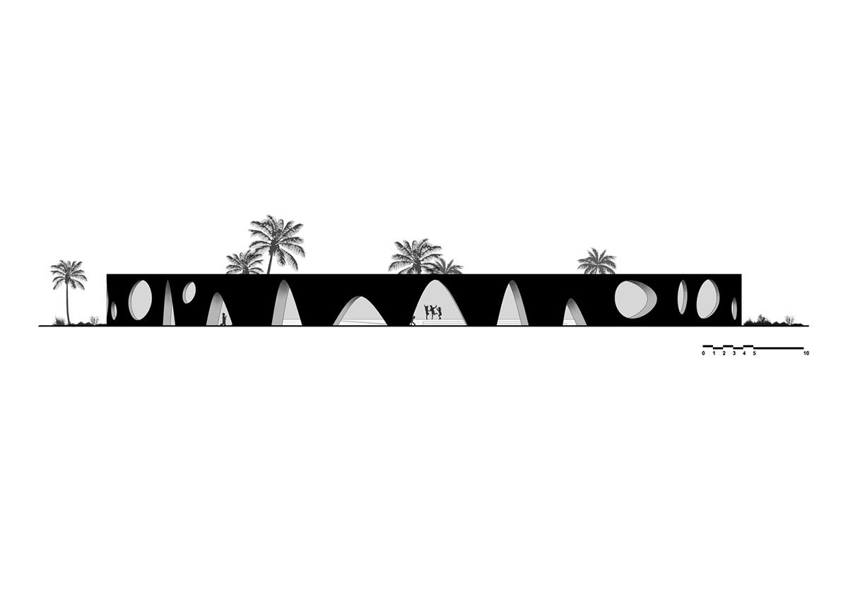 Circular wall featuring inhabitable holes encapsulates elementary school designed by Daaz Office