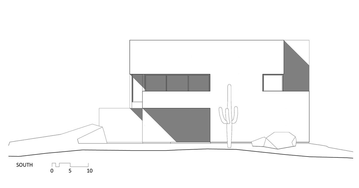 HK Associates Inc frames desert oasis with Ventana House featuring geometric protrudings in Tucson