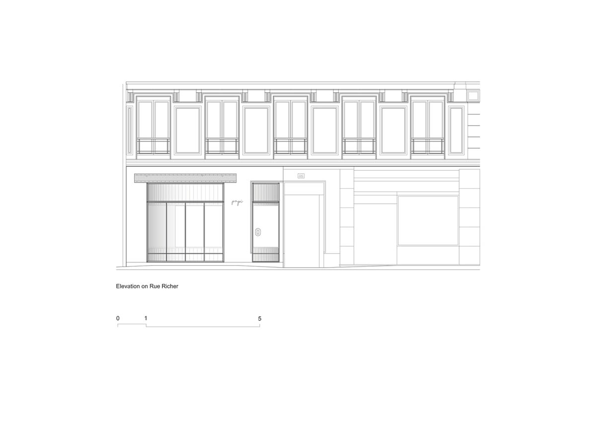 Neri&Hu-designed restaurant in Paris exposes layering material history with oblong volume inside