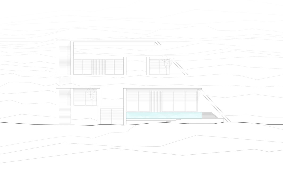 MOLD Architects used advantages of sloping land to design Ncaved house in Greece