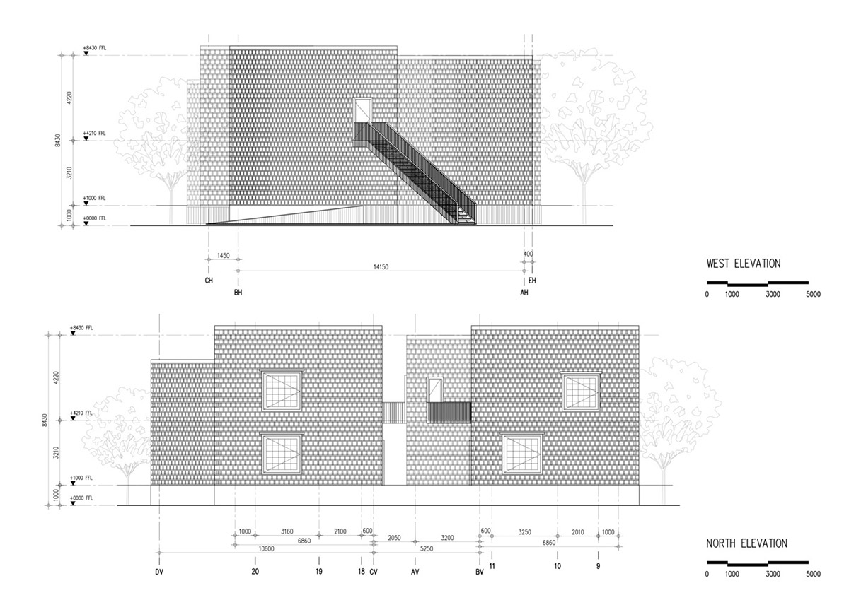 Five glass blocks with framed wood form this woman restaurant designed by Bangkok Project Studio
