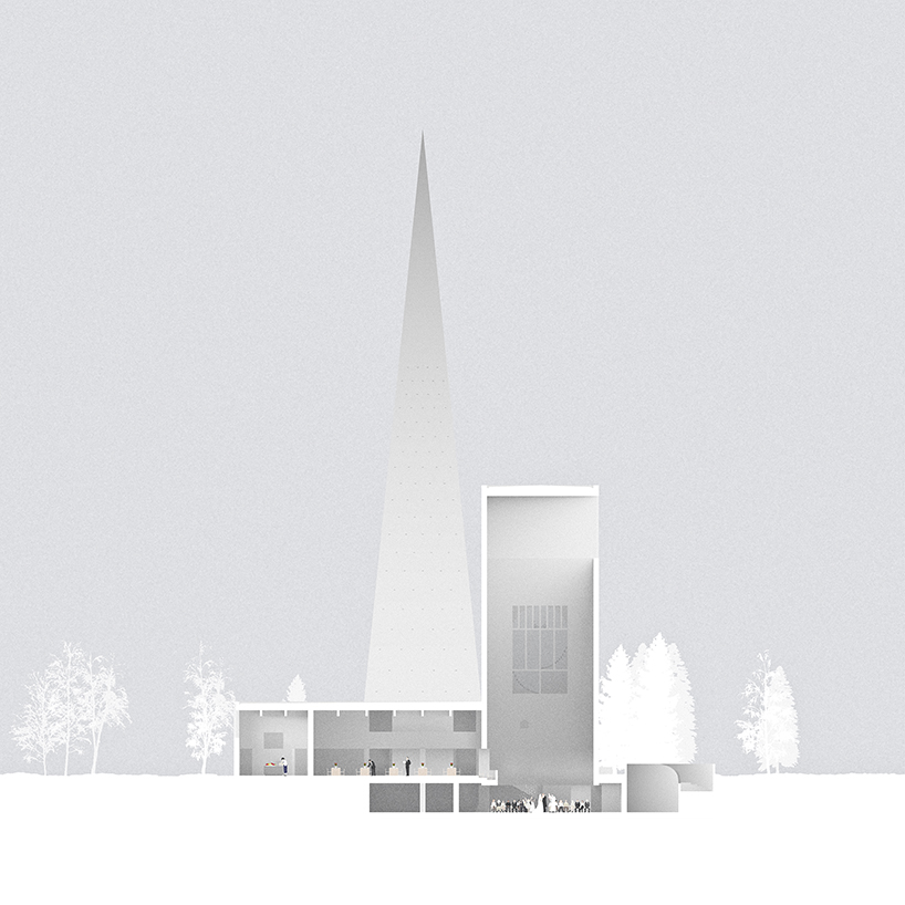 Förstberg Ling unveils his design proposal for elongated cone-shaped church in Finland