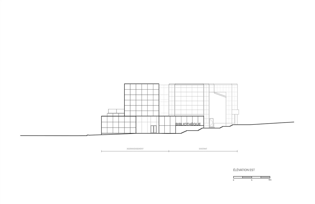 Whitish glass library designed by ACDF Architecture acts as a white floating volume in Quebec