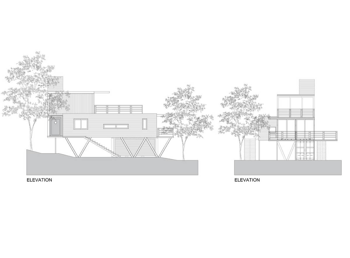 Casa Container Marília built a self-sustained container house raised on metal pillars in Brazil