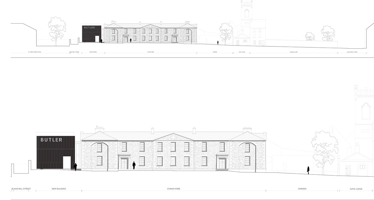 Mccullough Mulvin Architects adds two metal-clad volumes to convert former almshouse into art gallery