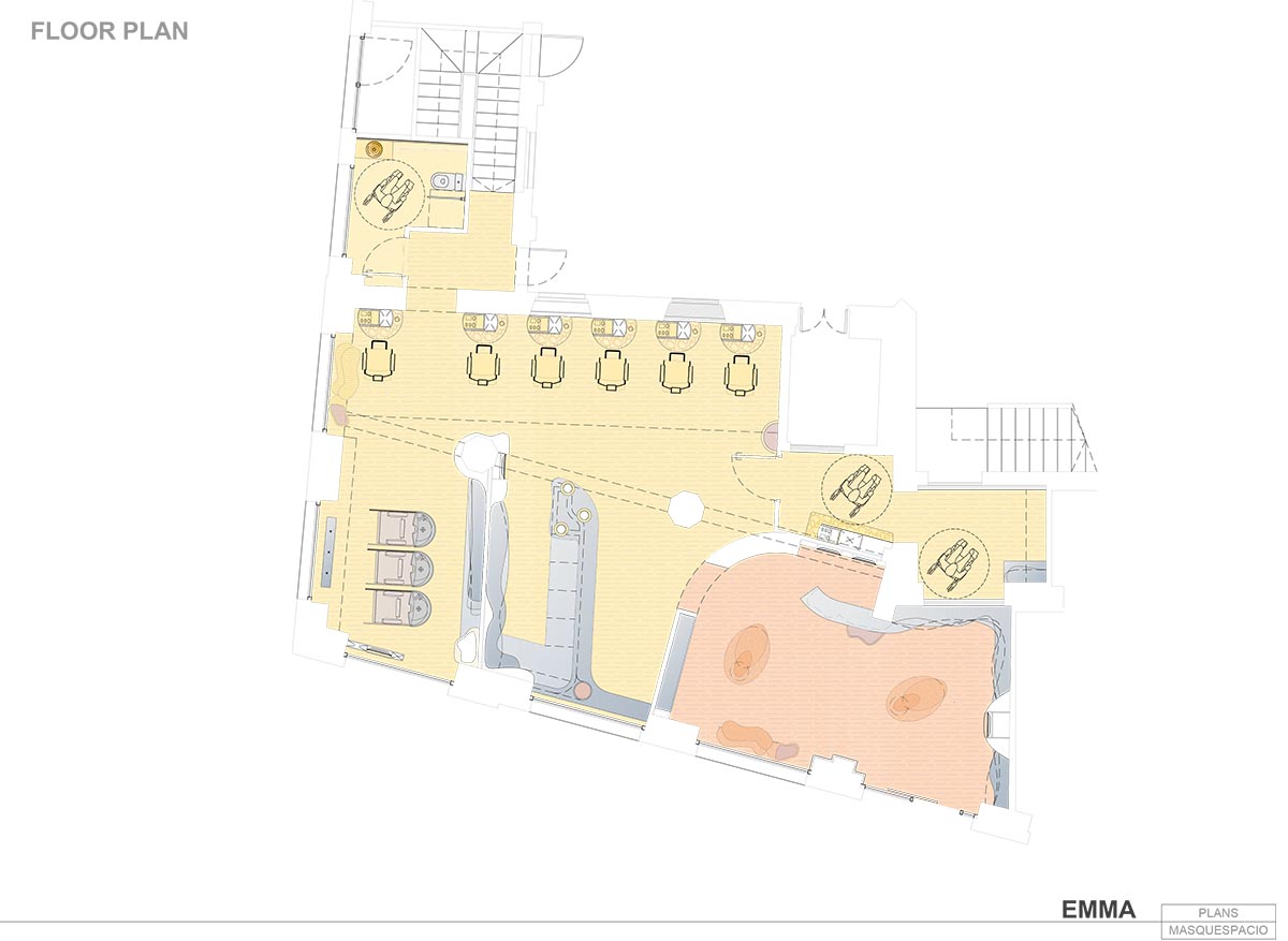 Peachy colors fill interiors of a beauty salon by Masquespacio in Milan 