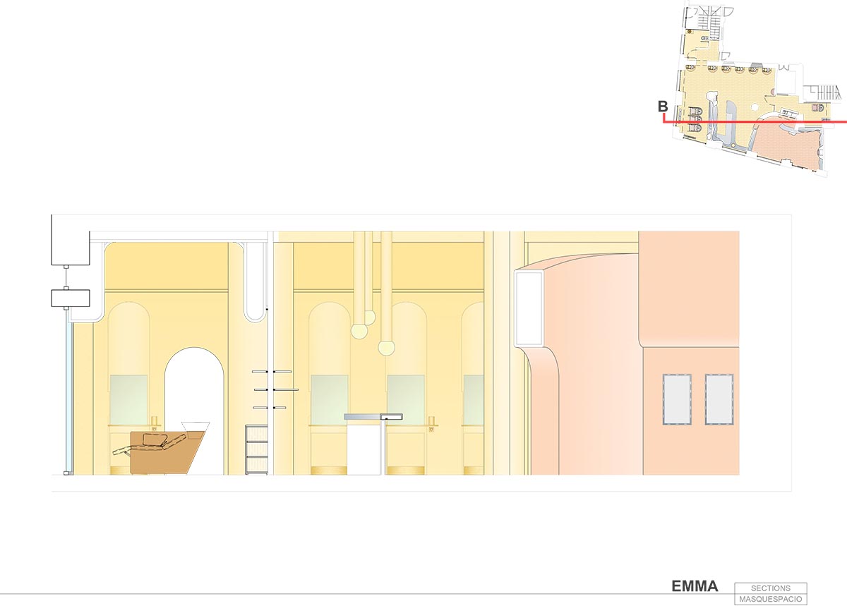 Peachy colors fill interiors of a beauty salon by Masquespacio in Milan 