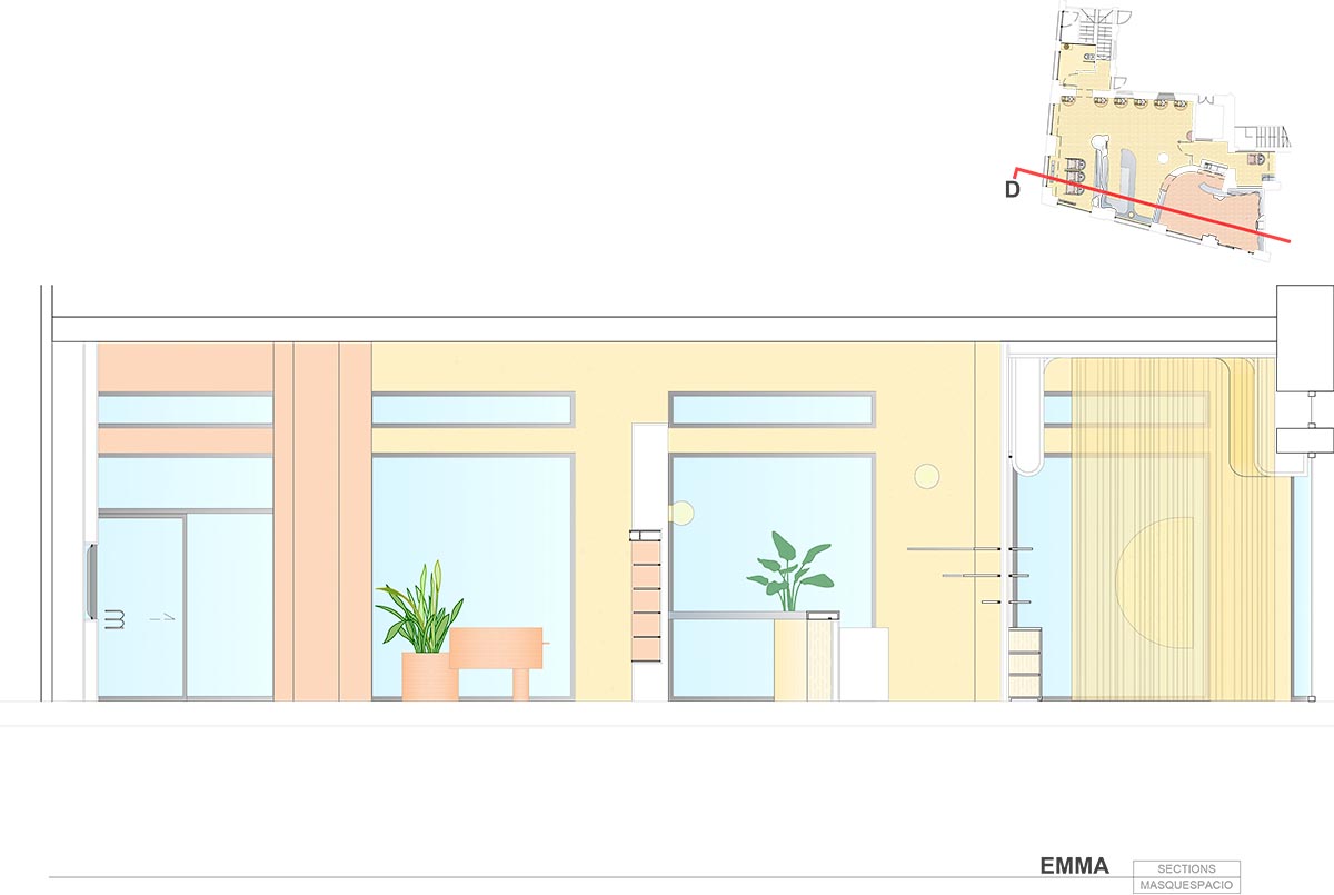 Peachy colors fill interiors of a beauty salon by Masquespacio in Milan 