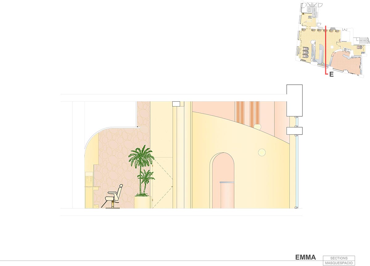 Peachy colors fill interiors of a beauty salon by Masquespacio in Milan 