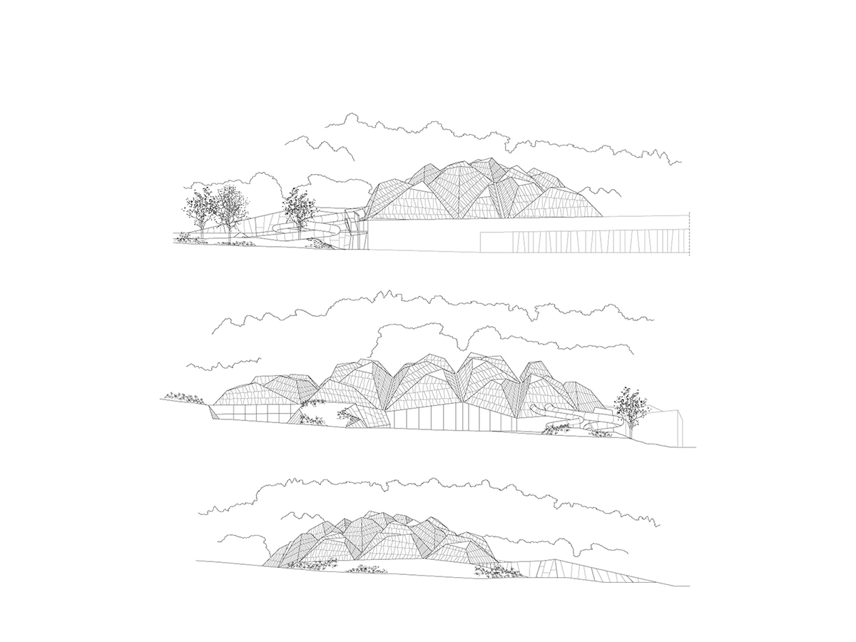 ENOTA's new spa complex made of tetrahedral volumes is spread as part of existing rural buildings