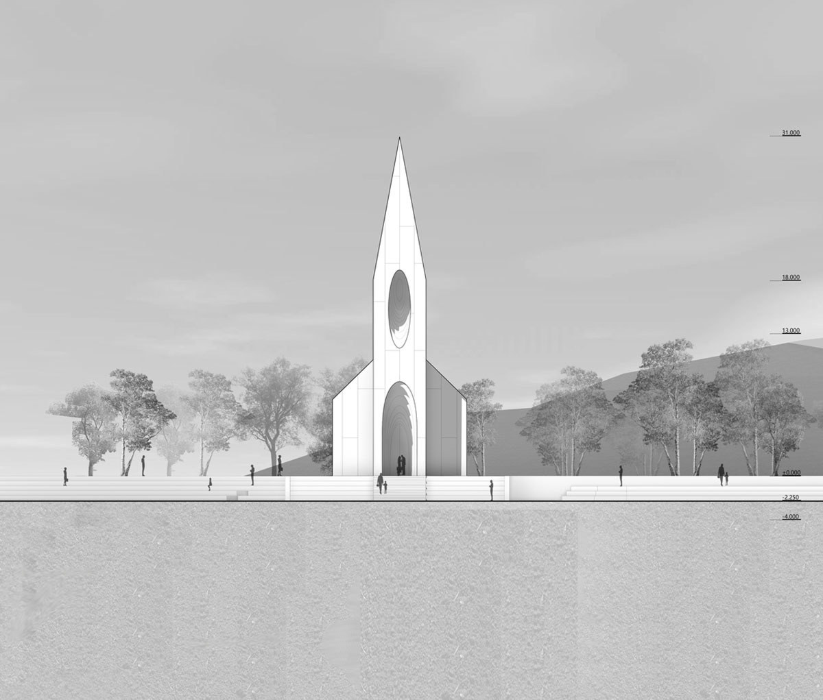 RSAA designs Chamber Church in China with uniform layered slices to allow soft light