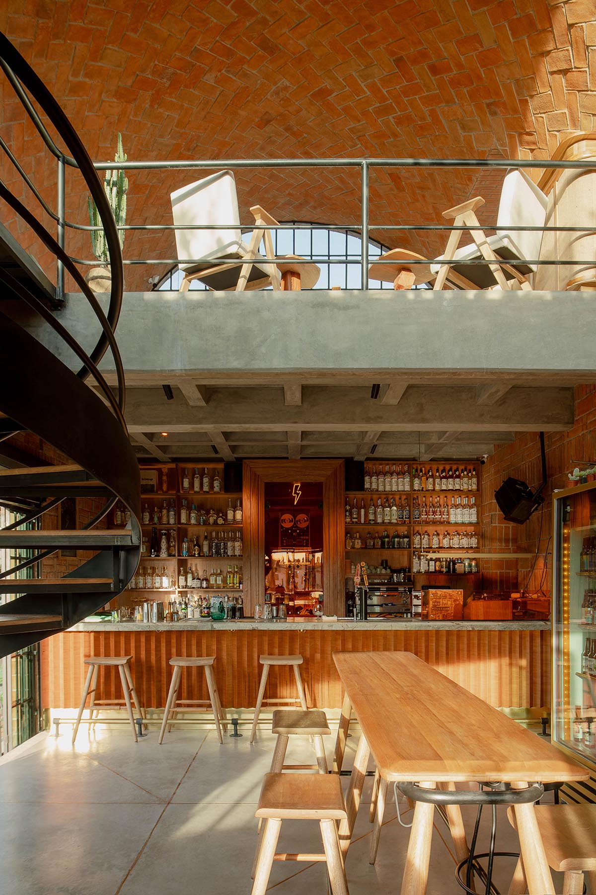 Estudio Tecalli built bar with red brick vault in Mexico