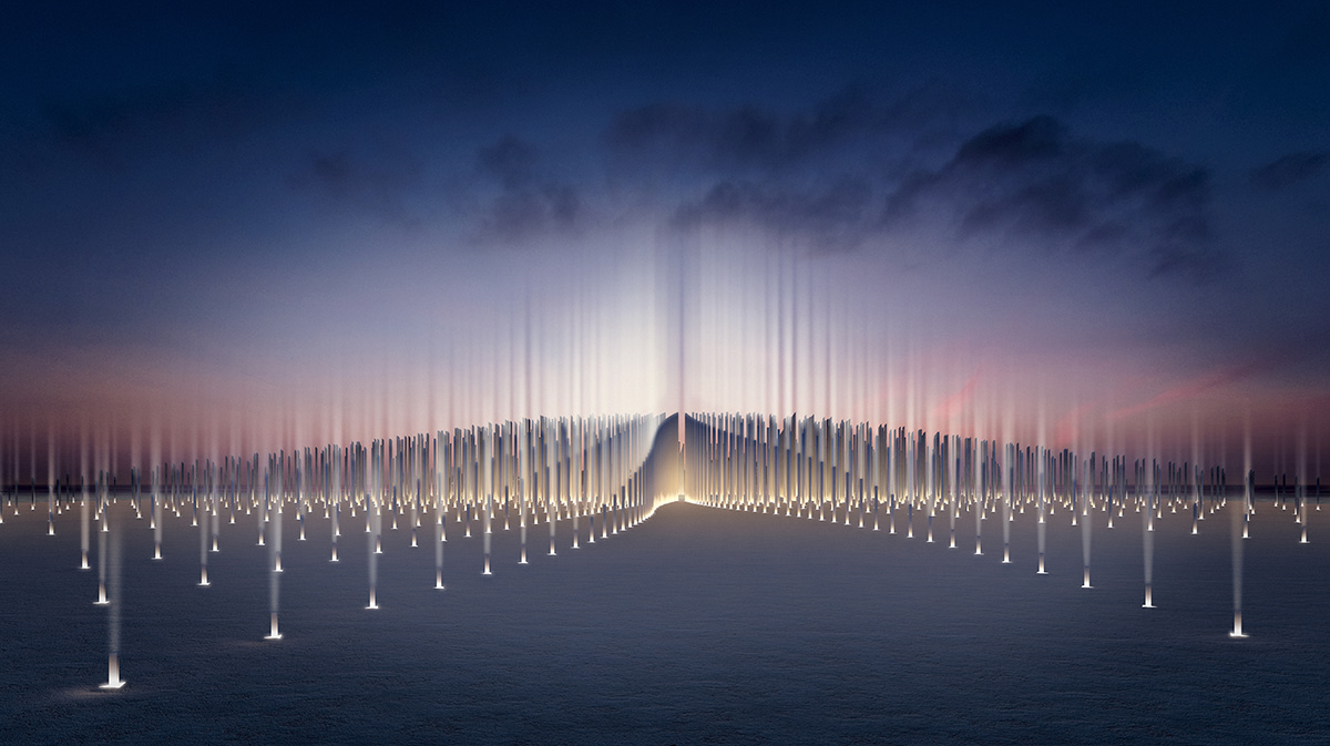 OMA and Inside Outside use thousands of triangular columns to create immersive monument in Dubai