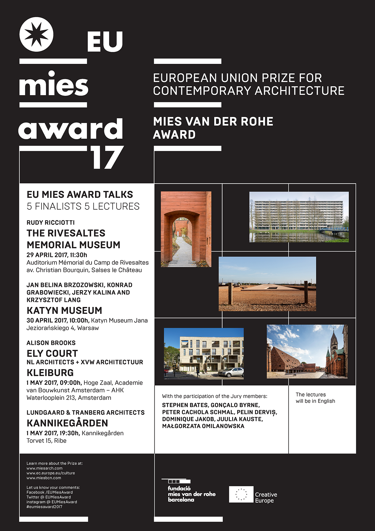 Mies van der Rohe Award announced lecture series for 5 finalists in 4 cities