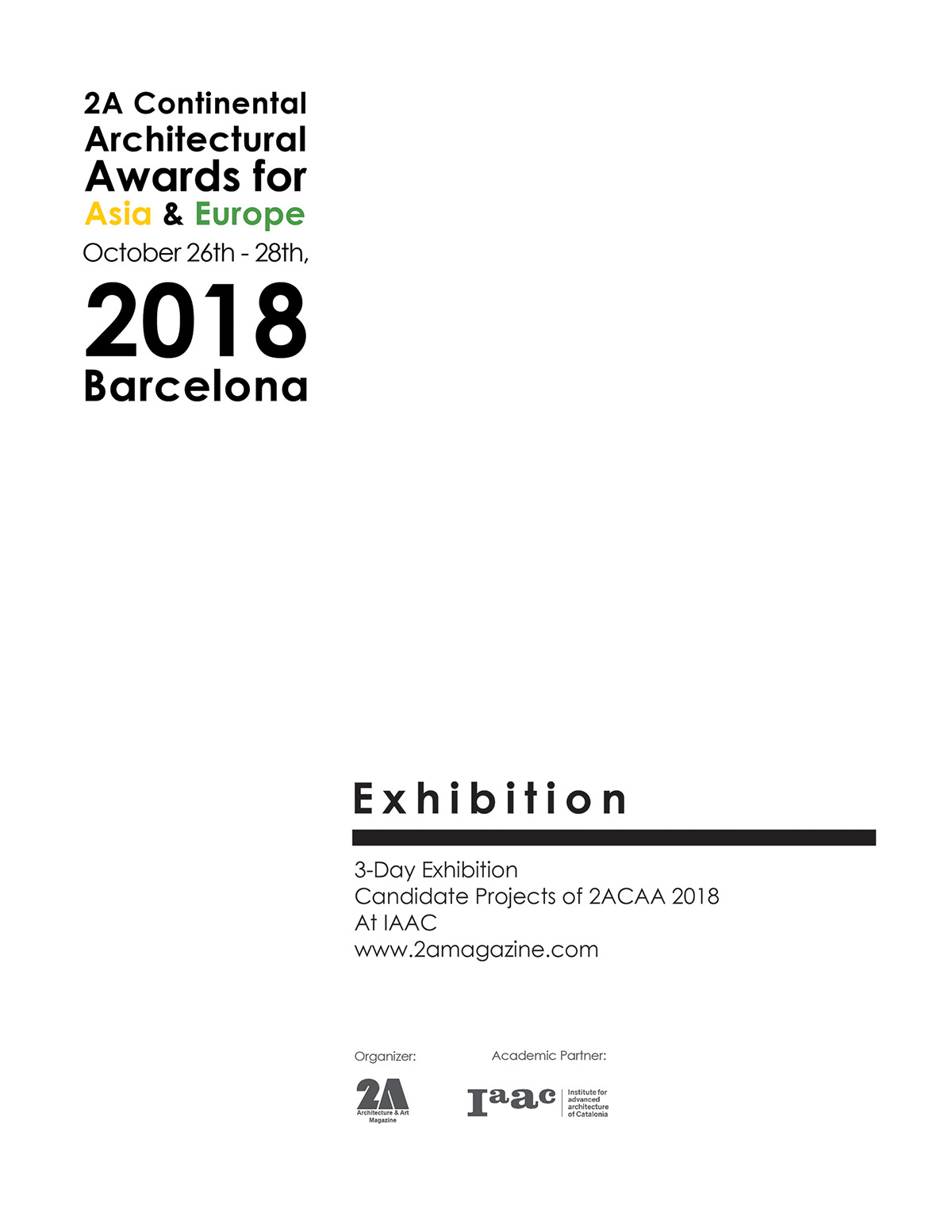 2A Continental Architectural Awards for Asia and Europe 2018