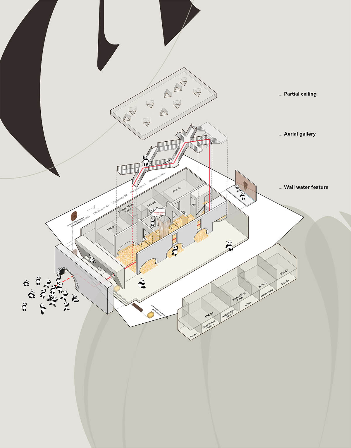 Beauty center interiors by CUN PANDA NANA embrace softness and organic feeling in cave-like space  
