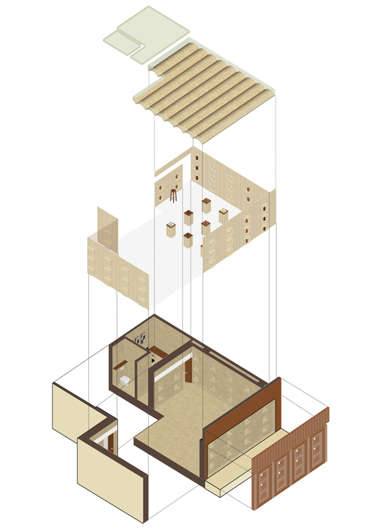 Brick showroom is made of various hues of modular brick celebrating resilient feature of material
