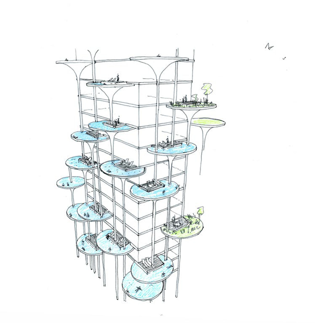 Hamonic+Masson & Associ&eacute;s wraps its new residential tower with patelliform pool terraces in Cyprus