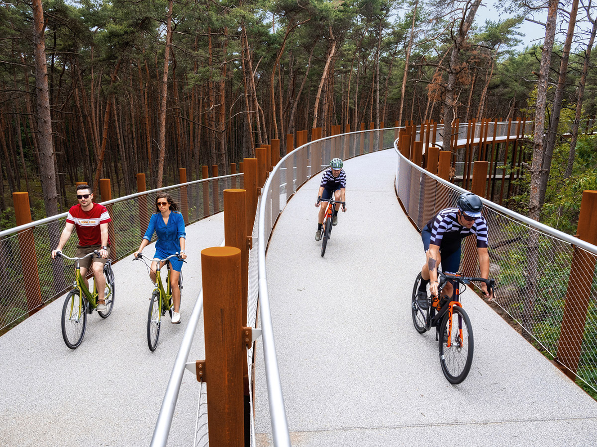 Burolandschap built circular cycle path among trees in Belgium