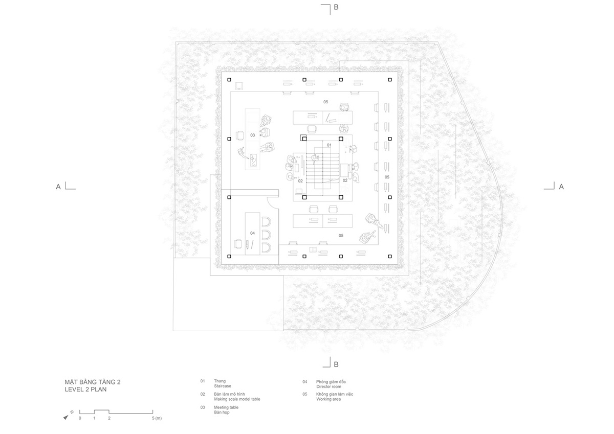 MIA Design Studio created vertical open library inside its office filled with greenery in Vietnam