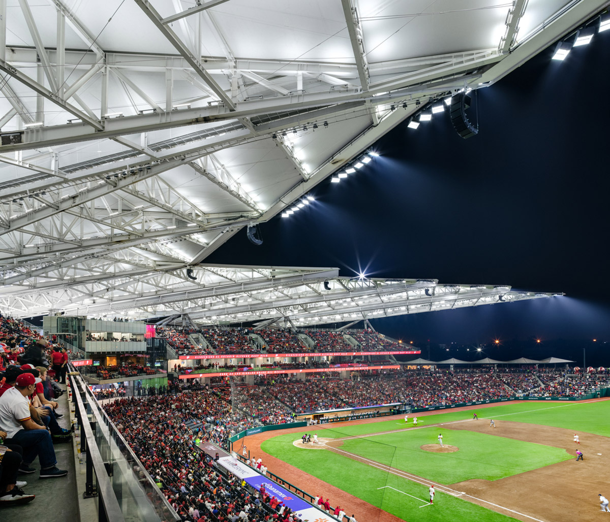 FGP Atelier completes Mexico's baseball stadium with a roof resembling Diablos' trident