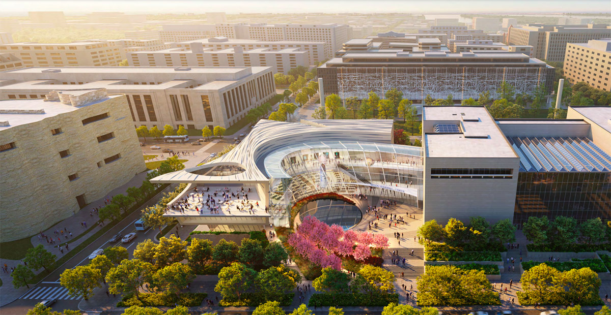 Five anonymous design proposals revealed for Bezos Learning Center in Washington D.C.