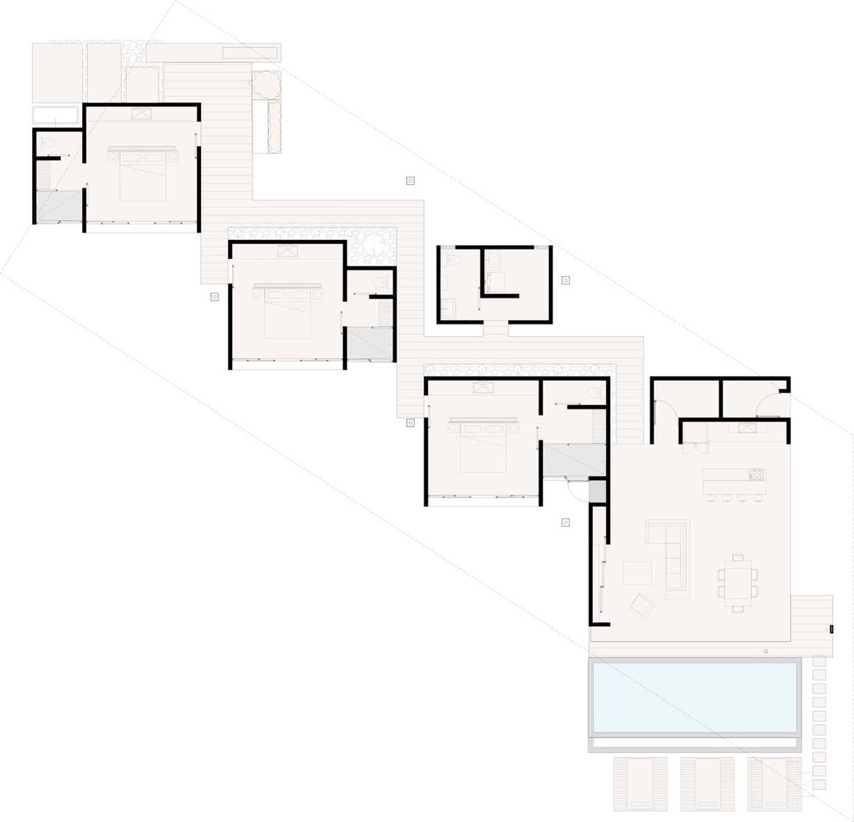 Large wing-like roof points out Santiago Hills Villa designed by Studio Saxe in Costa Rican jungle