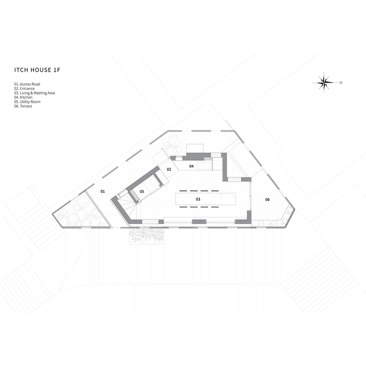 Atelier ITCH проектирует дом из белого кирпича для жизни и работы на треугольной площадке в Южной Корее 