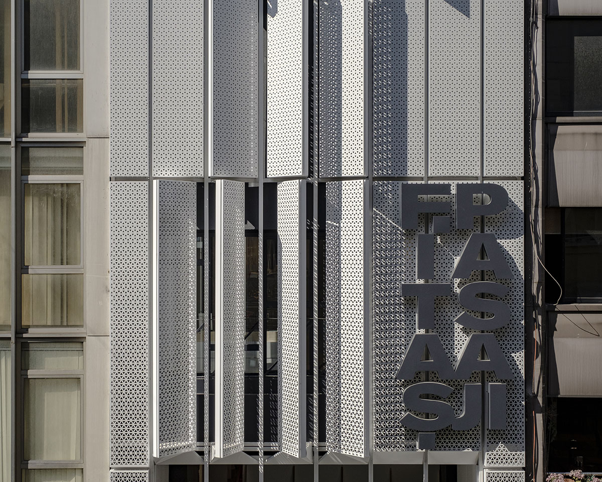 Salon Alper Derinbogaz renovates historic arcade passage with angular perforated panels in Istanbul