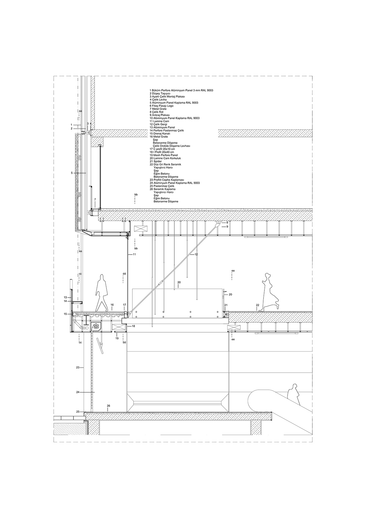 Salon Alper Derinbogaz renovates historic arcade passage with angular perforated panels in Istanbul