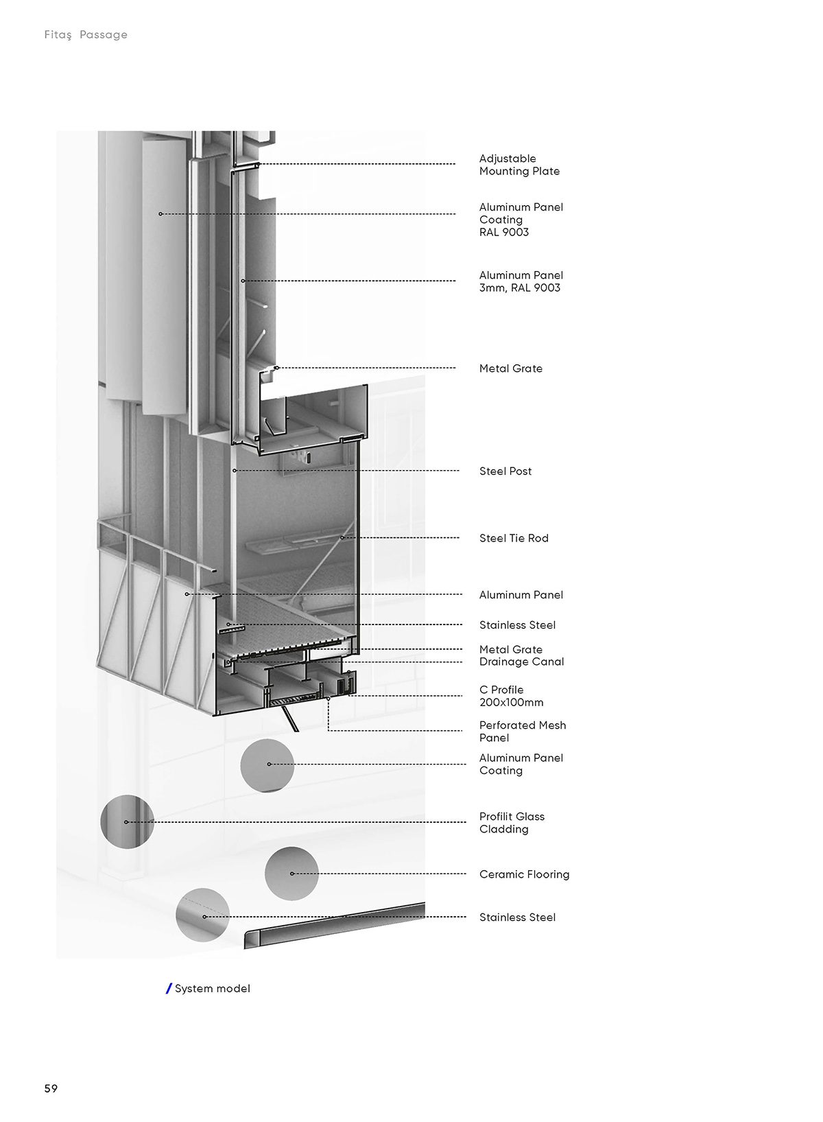 Salon Alper Derinbogaz renovates historic arcade passage with angular perforated panels in Istanbul