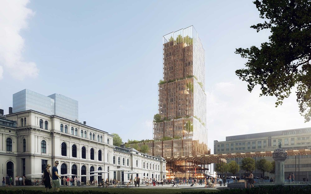 Reiulf Ramstad Arkitekter and CF Møller propose tower featuring stacked glass boxes in Oslo