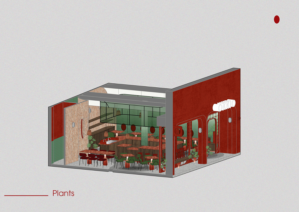 Red5studio built cafe evoking a retro spirit with hues of red colors and lights in Vietnam