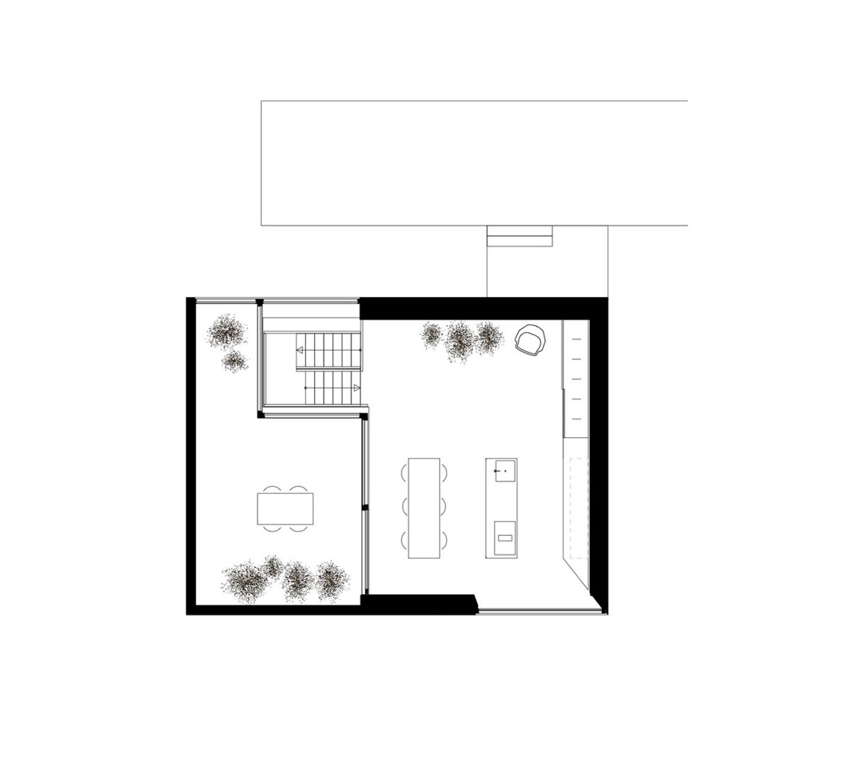 i29 built floating house with black timber and cut-out roof as part of floating village in Amsterdam