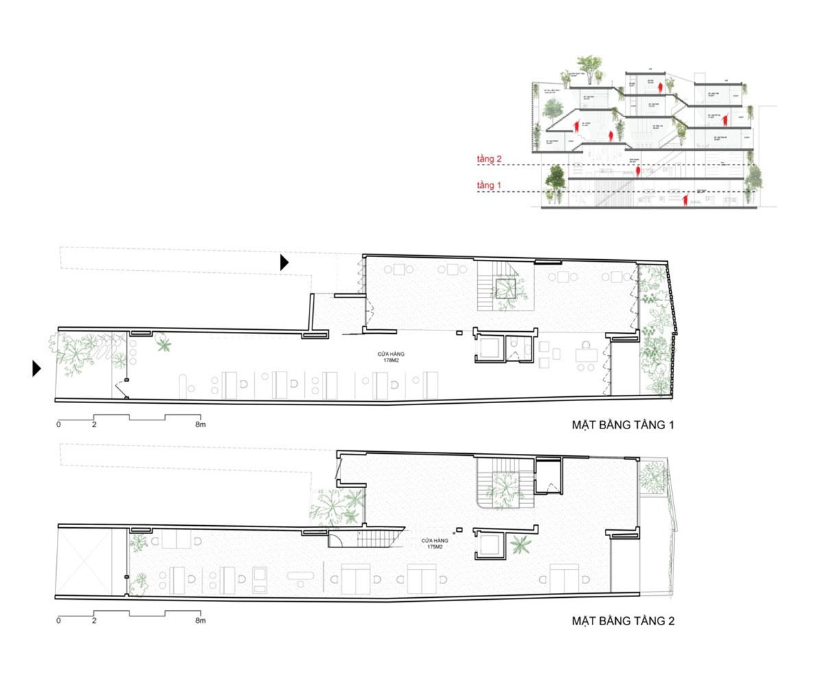 ODDO architects built this narrow house with rich interior spaces and perforated skin in Hanoi