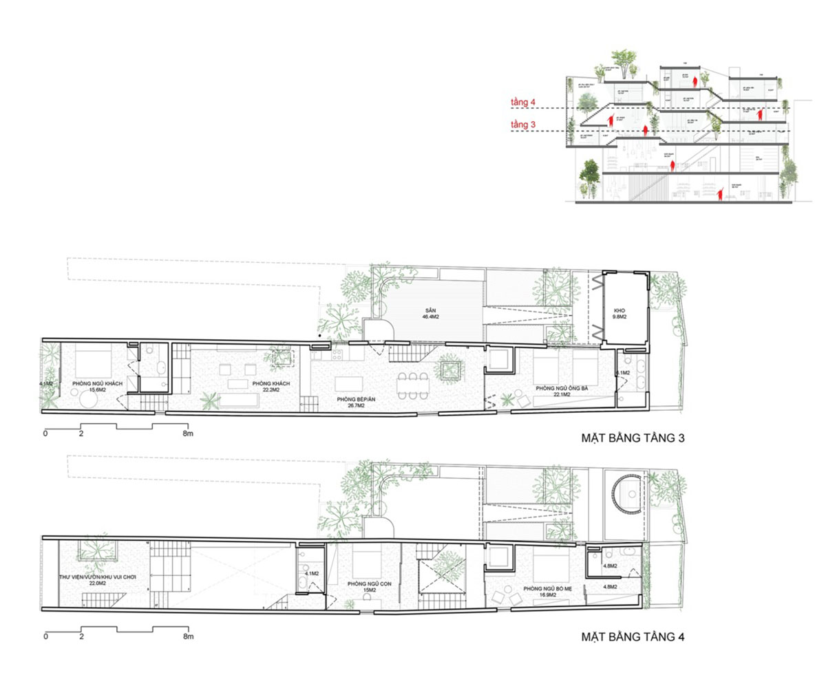 ODDO architects built this narrow house with rich interior spaces and perforated skin in Hanoi