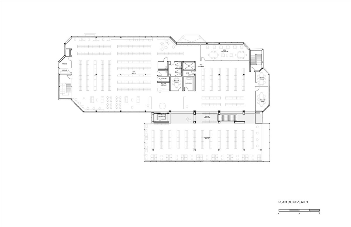 Whitish glass library designed by ACDF Architecture acts as a white floating volume in Quebec