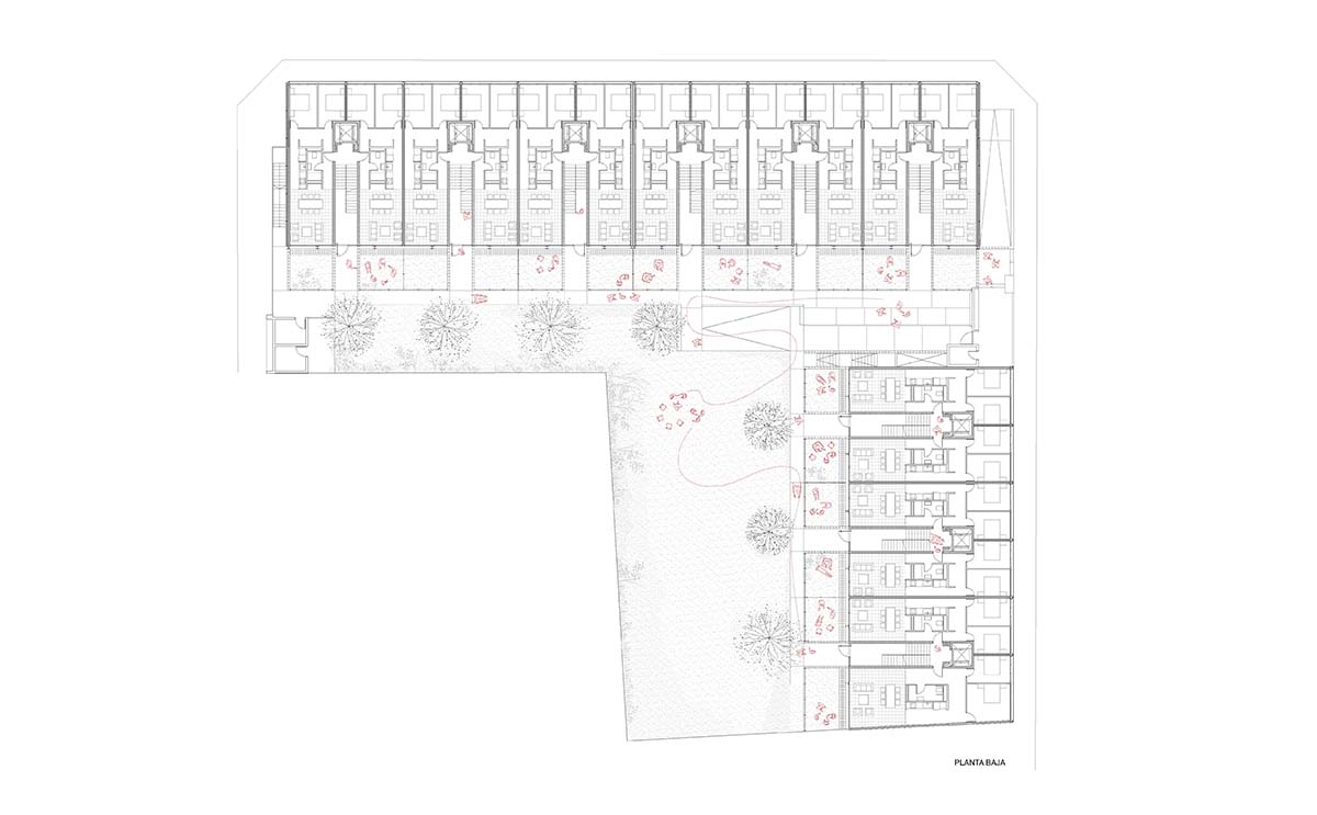 Social housing is characterized by dense wooden shutters in Inca, Spain