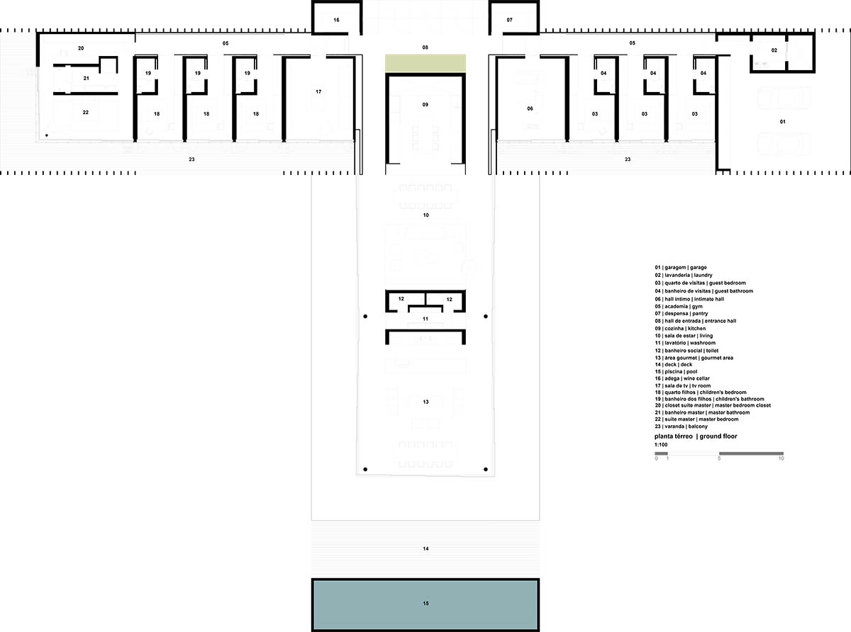 T-shaped weekend house by mf+arquitects is blended with its natural surroundings in São Paulo 