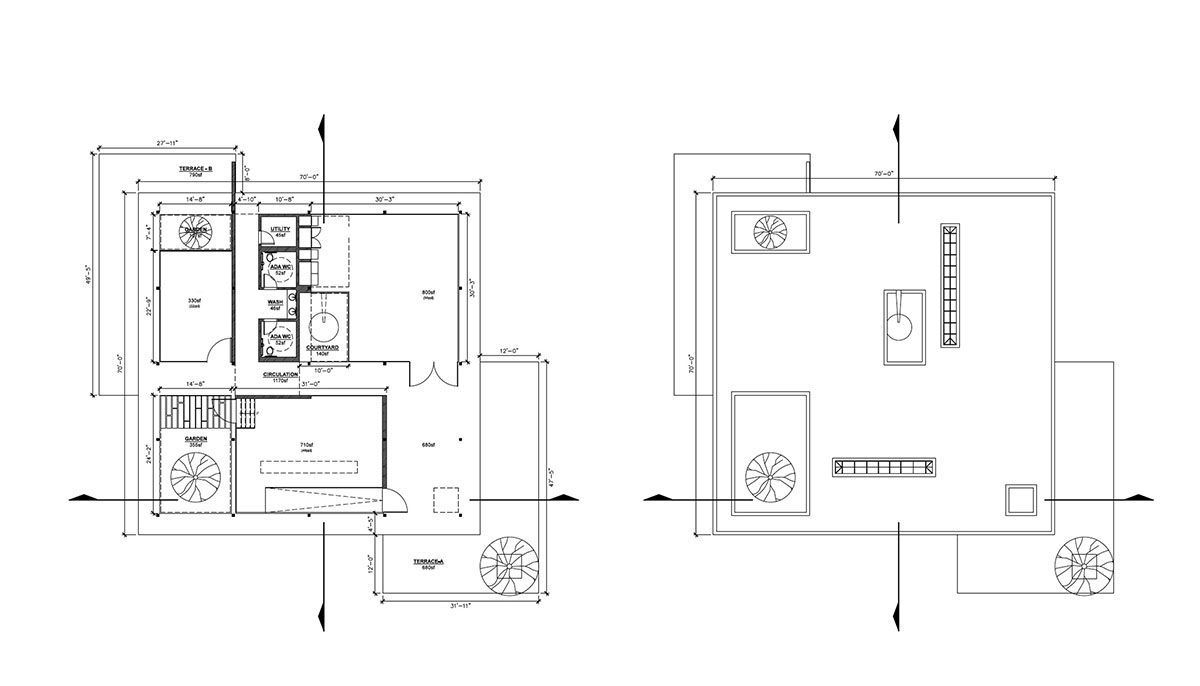 Marc Thorpe Reveals Brutalist Case Study 2020 House With Flat Roof Studded With Plants In LA ivy-creek-house-plan-nc0020-design-from-allison-ramsey-architects-cabin-floor-plans-garage