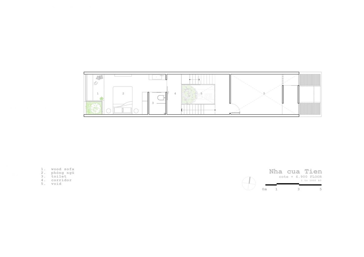 23o5 studio built narrow Tien House that can be adaptable to comfortable lifestyle in Vietnam 